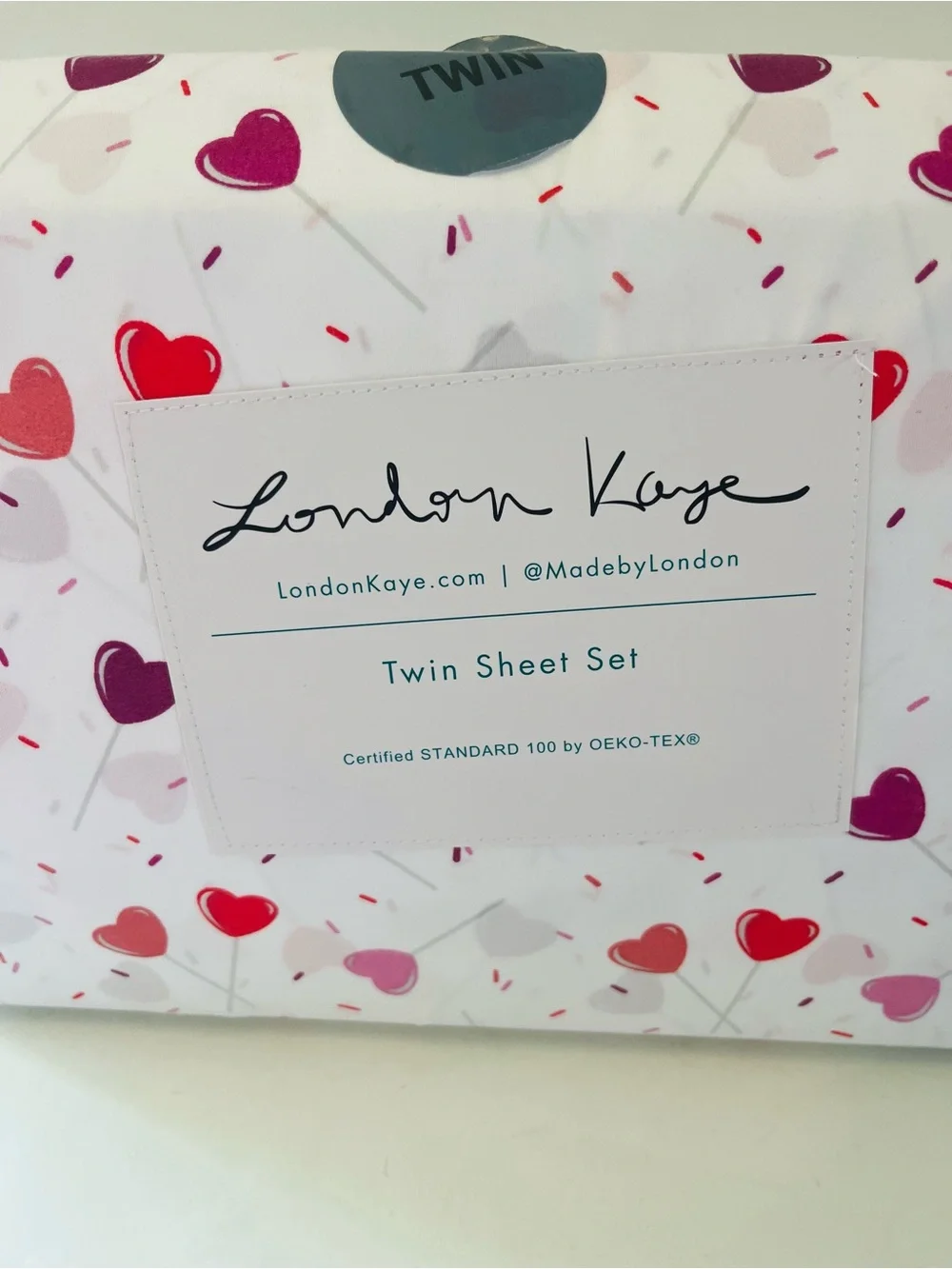 London Kaye & Oh Cupid Lot of 2 Twin Size Heart Valentine Sheet Sets Pink White